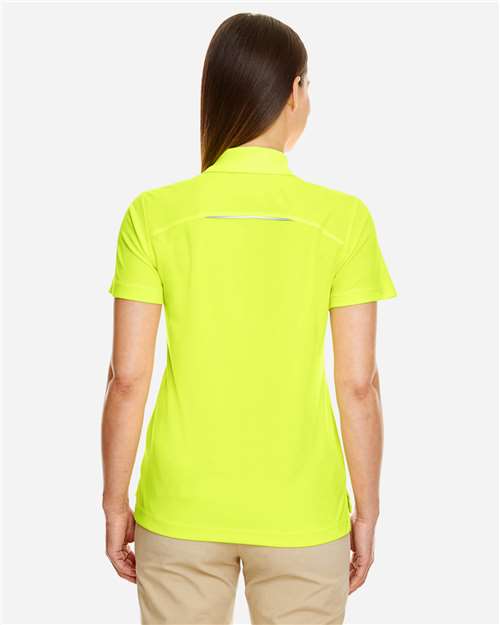 Women's Radiant Performance Piqué Polo with Reflective Piping - Safety Yellow Back