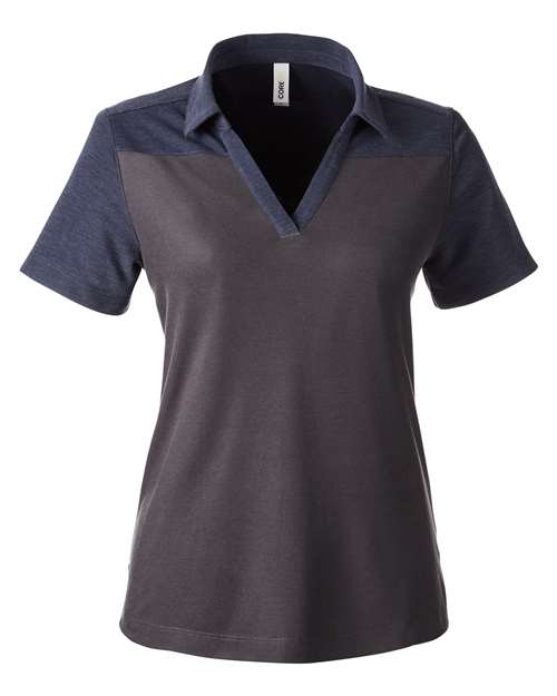 Women's Fusion ChromaSoft™ Colorblock Polo - Carbon/ Classic Navy Heather Front