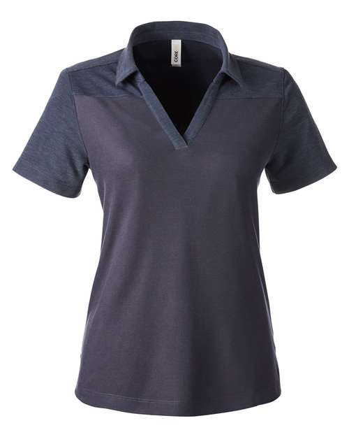 Women's Fusion ChromaSoft™ Colorblock Polo - Classic Navy/ Classic Navy Heather Front