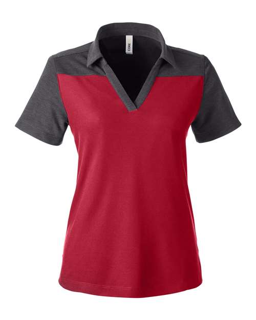 Women's Fusion ChromaSoft™ Colorblock Polo - Classic Red/ Carbon Heather Front