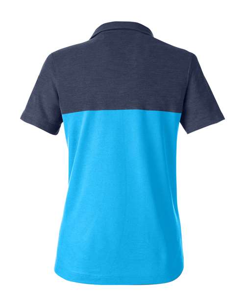 Women's Fusion ChromaSoft™ Colorblock Polo - Electric Blue/ Classic Navy Heather Back