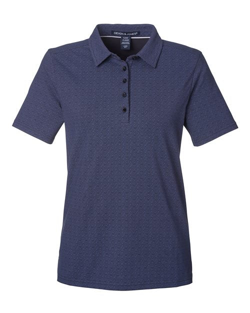 Devon & Jones Women's Crownlux Performance® Geo Polo - Navy/ French Blue Front
