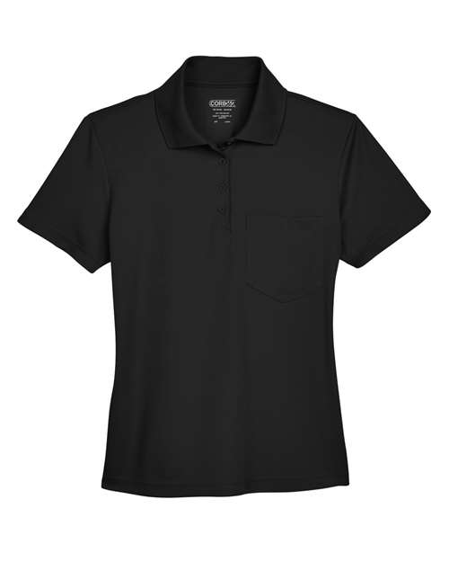 Women's Origin Performance Piqué Polo with Pocket - Black Front
