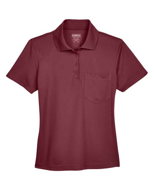 Women's Origin Performance Piqué Polo with Pocket - Burgundy Front