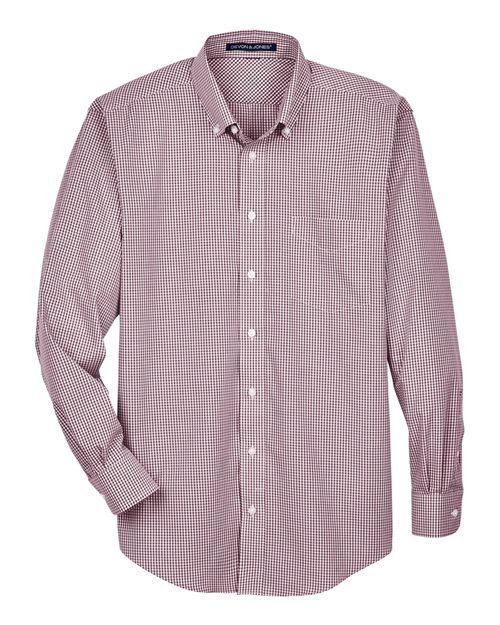 Men's Crown Collection® Gingham Check Woven Dress Shirt - Burgundy Front