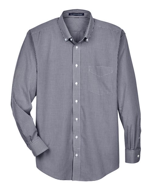 Men's Crown Collection® Gingham Check Woven Dress Shirt - Navy Front
