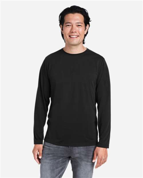 CORE365 Unisex Fusion ChromaSoft™ Performance Long Sleeve T-Shirt - Model Front