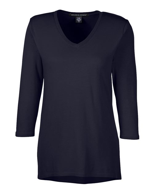 Women's Perfect Fit™ Bracelet-Length V-Neck Top - Black Front
