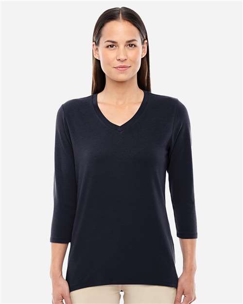 Devon & Jones Women's Perfect Fit™ Bracelet-Length V-Neck Top - Model Front