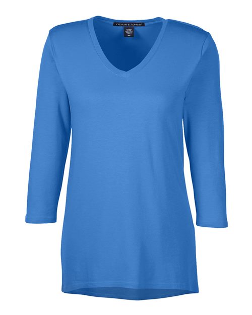 Women's Perfect Fit™ Bracelet-Length V-Neck Top - French Blue Front