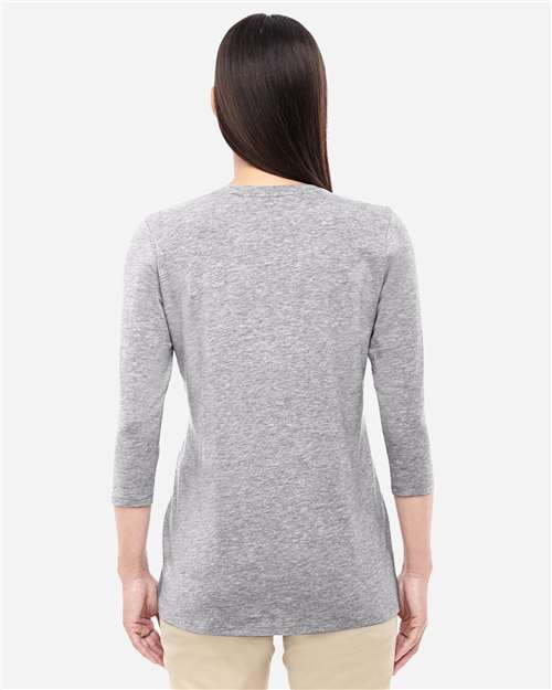 Women's Perfect Fit™ Bracelet-Length V-Neck Top - Grey Heather Back