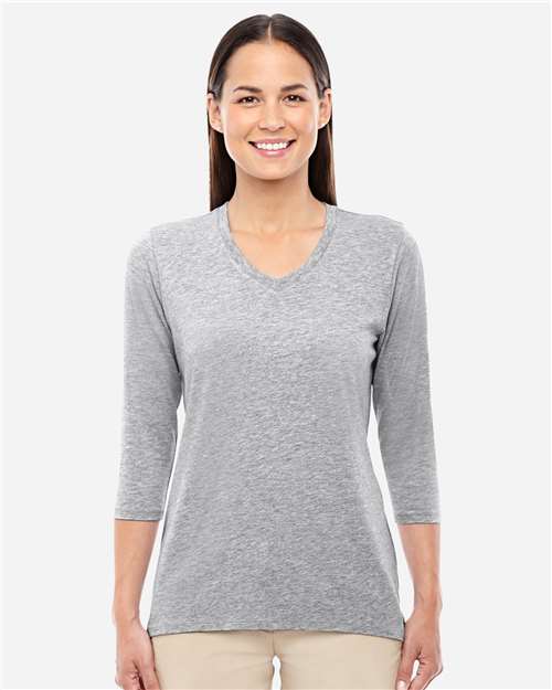 Women's Perfect Fit™ Bracelet-Length V-Neck Top - Grey Heather Front