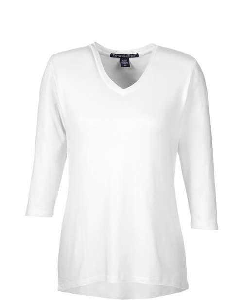 Women's Perfect Fit™ Bracelet-Length V-Neck Top - White Front