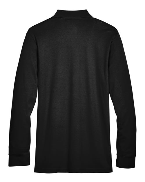 Men's CrownLux Performance® Plaited Long Sleeve Polo - Black Back