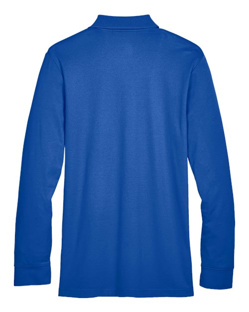 Men's CrownLux Performance® Plaited Long Sleeve Polo - True Royal Back
