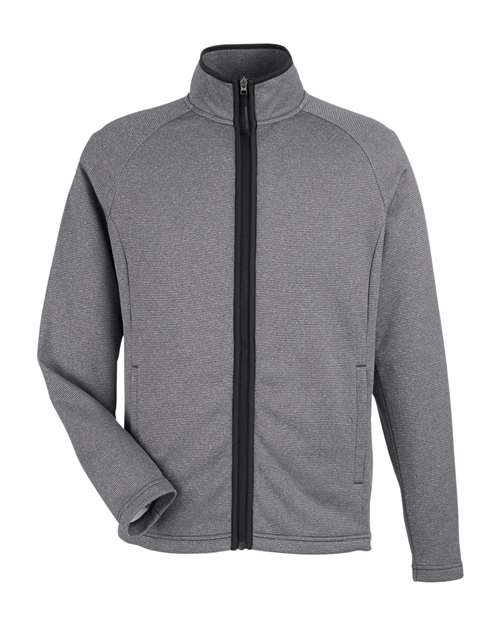 Men's Venture Heathered Stripe Full-Zip Jacket - Black/ White Front