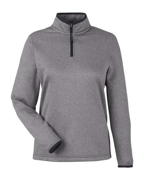Women's Venture Heathered Stripe Quarter-Zip Pullover - Black/ White Front