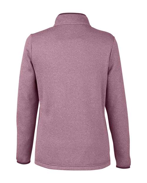 Women's Venture Heathered Stripe Quarter-Zip Pullover - Burgundy/ White Back