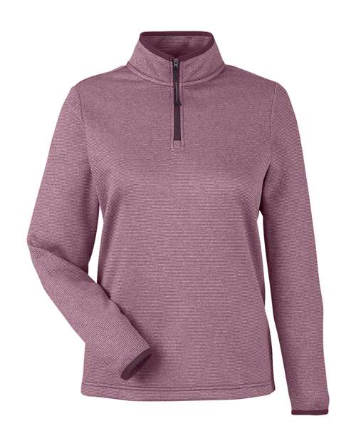 Women's Venture Heathered Stripe Quarter-Zip Pullover - Burgundy/ White Front