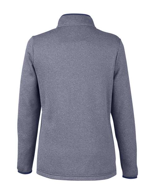 Women's Venture Heathered Stripe Quarter-Zip Pullover - Classic Navy/ White Back