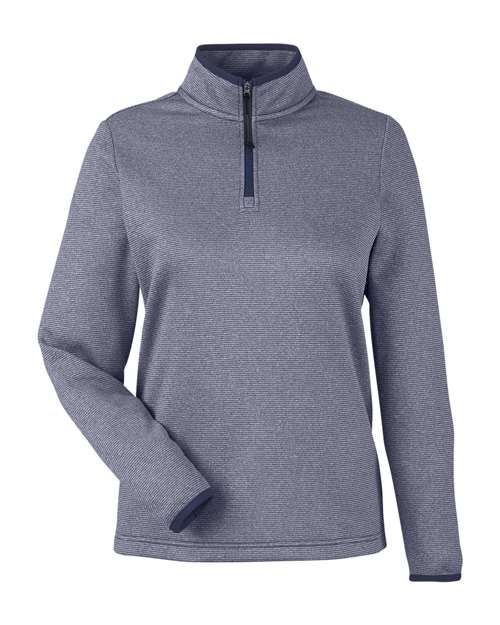 Women's Venture Heathered Stripe Quarter-Zip Pullover - Classic Navy/ White Front