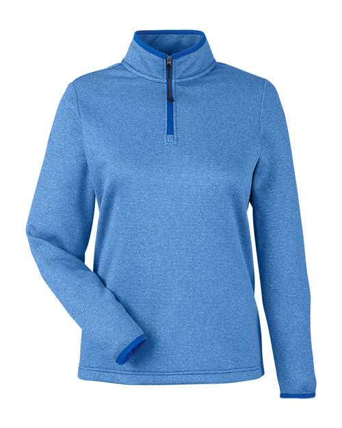 Women's Venture Heathered Stripe Quarter-Zip Pullover - True Royal/ White Front