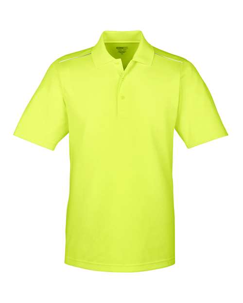 Men's Radiant Performance Piqué Polo with Reflective Piping - Safety Yellow Front