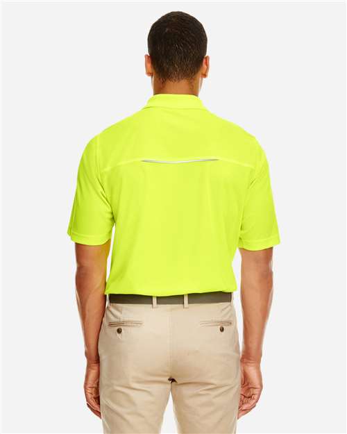 Men's Radiant Performance Piqué Polo with Reflective Piping - Safety Yellow Back