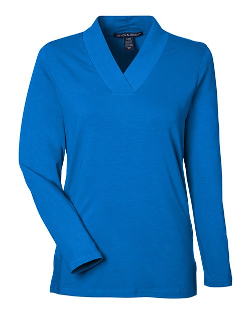 Women's Raleigh Shawl Collar Knit Top - French Blue Front