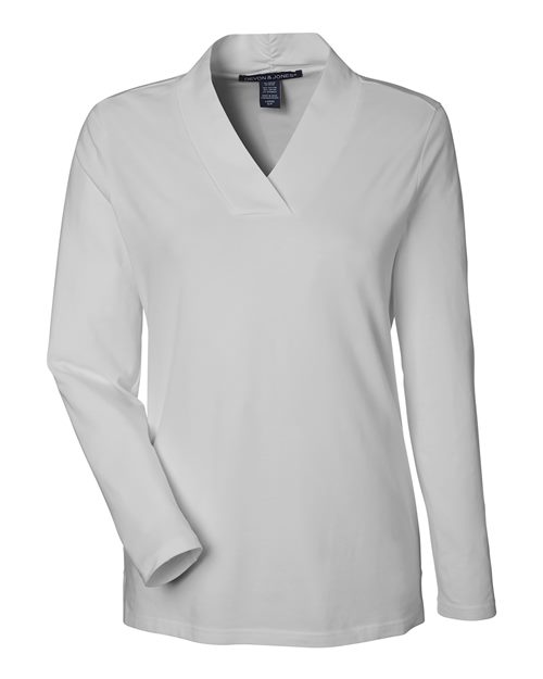 Women's Raleigh Shawl Collar Knit Top - Grey Front
