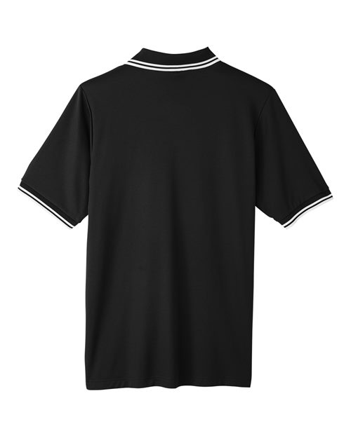 Men's CrownLux Performance® Plaited Tipped Polo - Black/ White Back