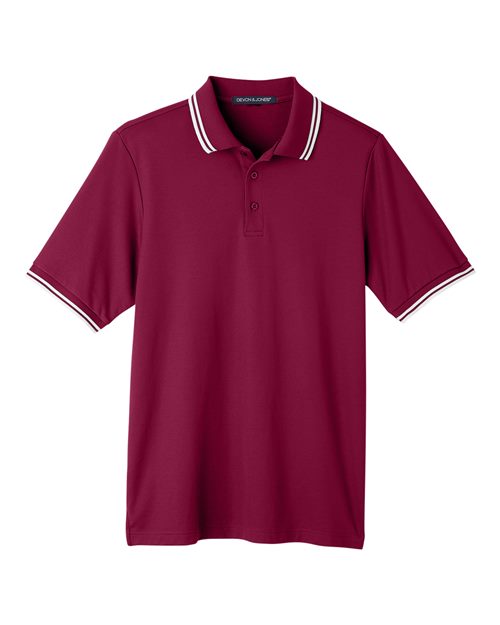 Men's CrownLux Performance® Plaited Tipped Polo - Burgundy/ White Front