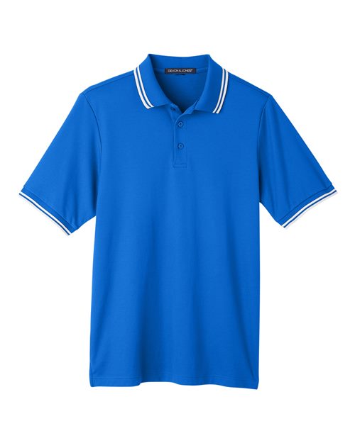 Men's CrownLux Performance® Plaited Tipped Polo - French Blue/ White Front