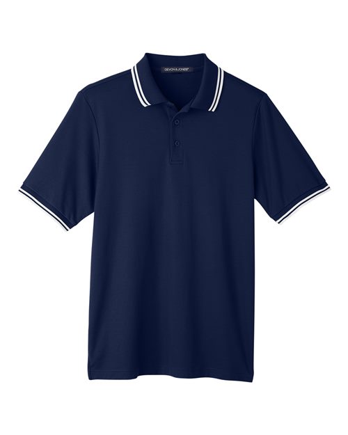 Men's CrownLux Performance® Plaited Tipped Polo - Navy/ White Front