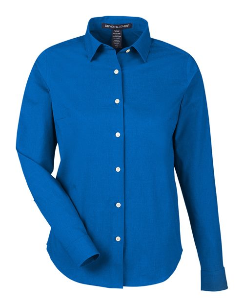 Women's CrownLux Performance® Spencer Poplin Dress Shirt - French Blue Melange Front
