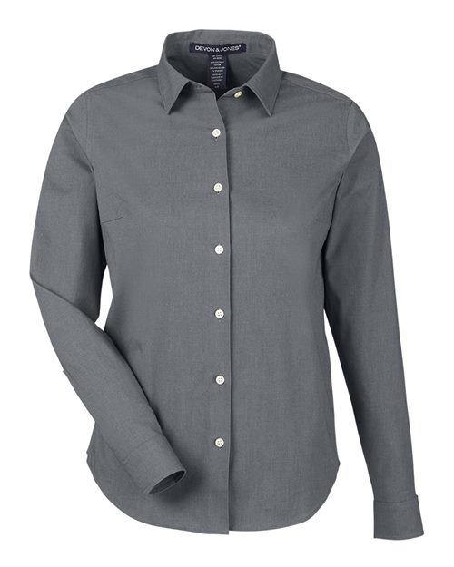 Women's CrownLux Performance® Spencer Poplin Dress Shirt - Graphite Melange Front