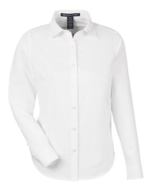 Women's CrownLux Performance® Spencer Poplin Dress Shirt - White Front
