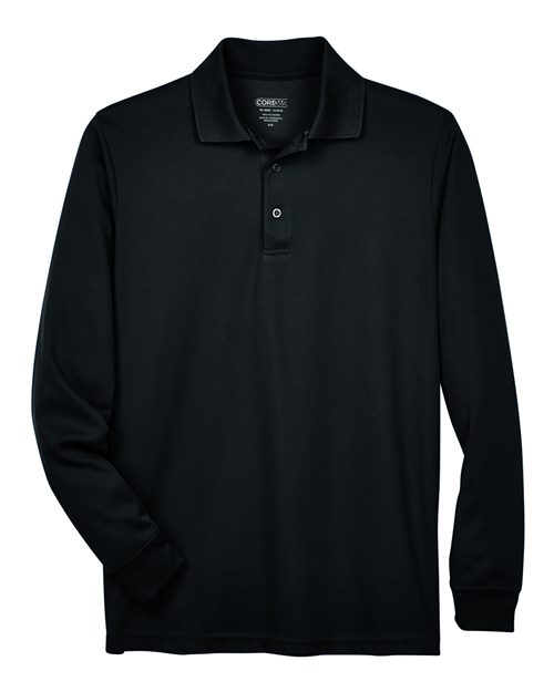 Men's Tall Pinnacle Performance Long Sleeve Piqué Polo - Black Front