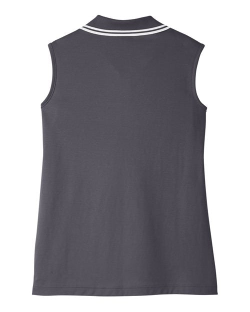 Women's CrownLux Performance® Plaited Tipped Sleeveless Polo - Graphite/ White Back