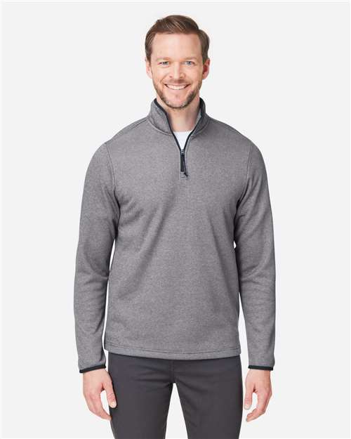 CORE365 Men's Venture Heathered Stripe Quarter-Zip Pullover - Model Front