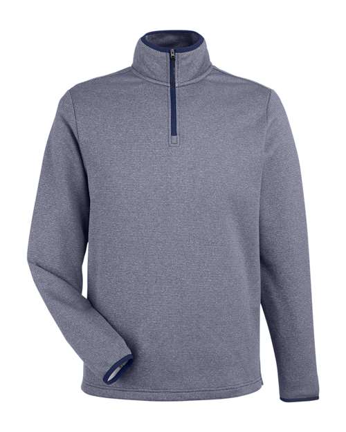 Men's Venture Heathered Stripe Quarter-Zip Pullover - Classic Navy/ White Front