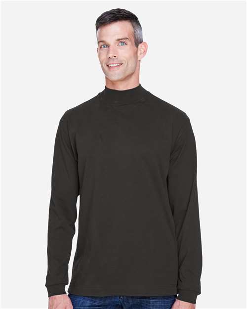 Devon & Jones Unisex Sueded Jersey Mock Neck T-Shirt - Model Front