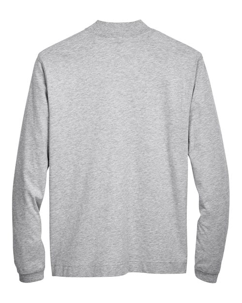 Unisex Sueded Jersey Mock Neck T-Shirt - Grey Heather Back