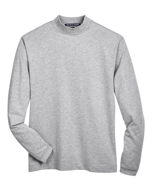 Unisex Sueded Jersey Mock Neck T-Shirt - Grey Heather Front