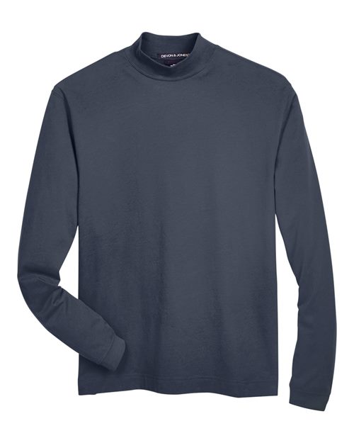 Unisex Sueded Jersey Mock Neck T-Shirt - Navy Front