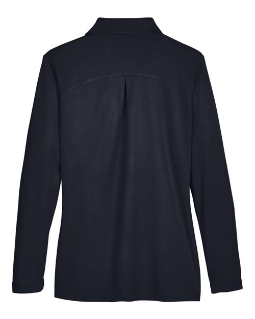 Women's CrownLux Performance® Plaited Long Sleeve Polo - Black Back