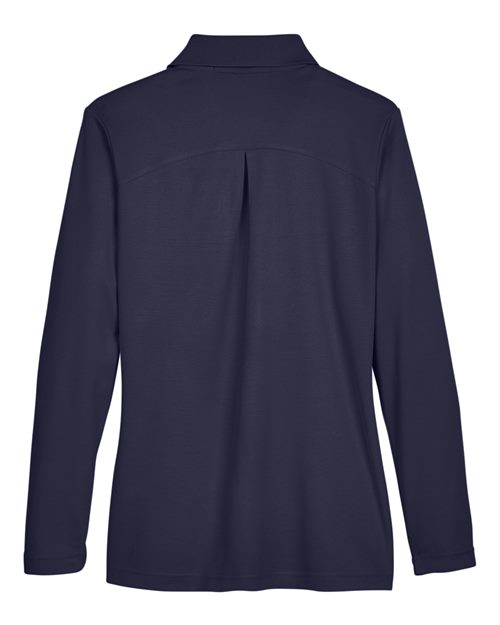 Women's CrownLux Performance® Plaited Long Sleeve Polo - Navy Back
