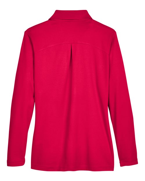 Women's CrownLux Performance® Plaited Long Sleeve Polo - Red Back