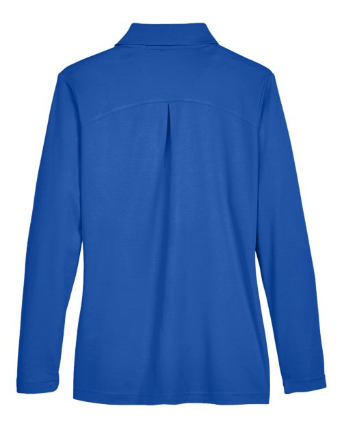 Women's CrownLux Performance® Plaited Long Sleeve Polo - True Royal Back
