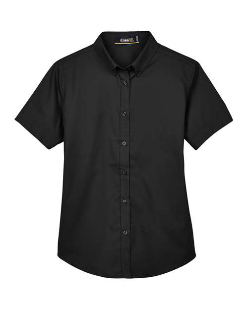 Women's Optimum Short Sleeve Twill Shirt - Black Front